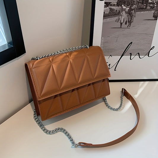 Chic Leather Square Crossbody Bag