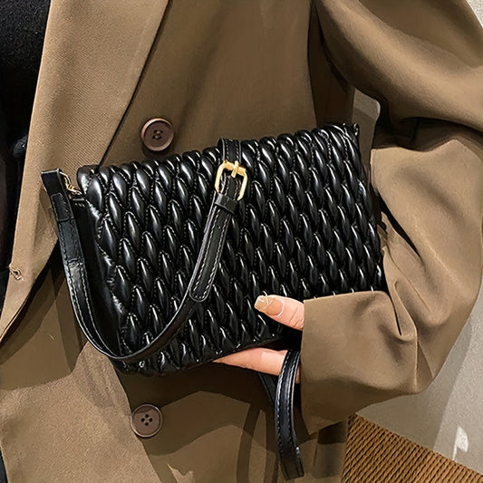 Chic Quilted Ruched Crossbody Bag