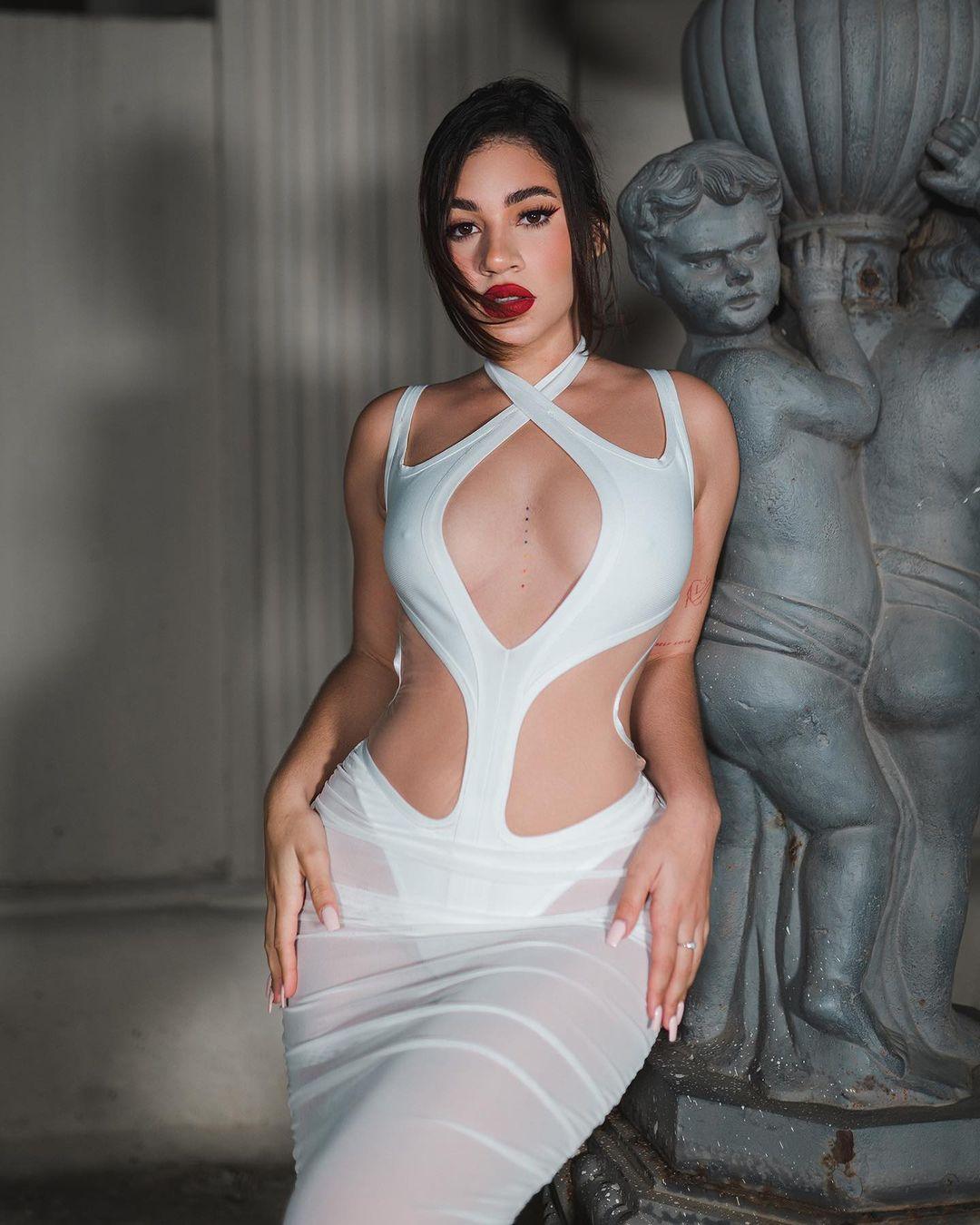 Amalie Cutout Mesh Midi Bandage Dress - White
