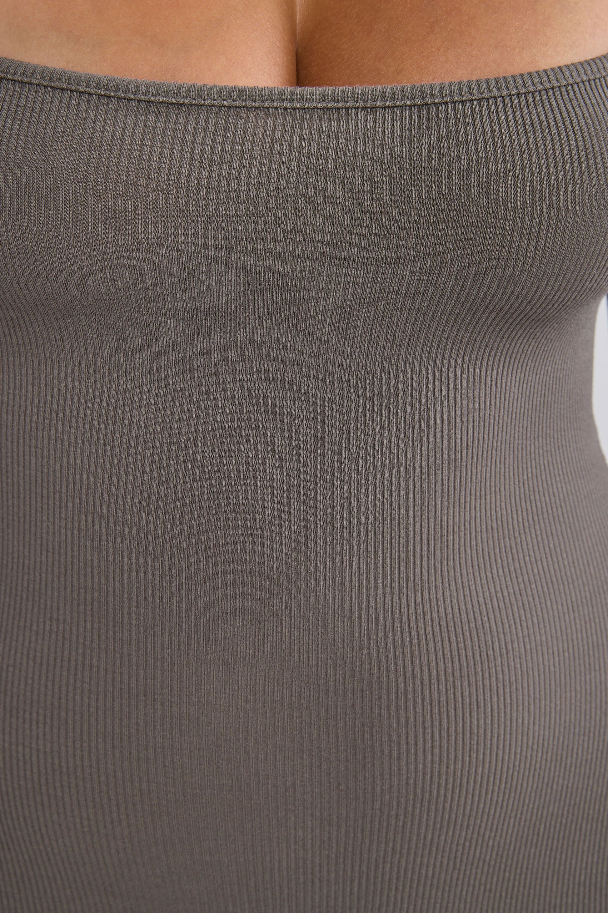 Ribbed Modal Long Sleeve Mini Dress in Grey