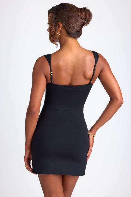 Modal Sweetheart Neckline A-Line Mini Dress in Black