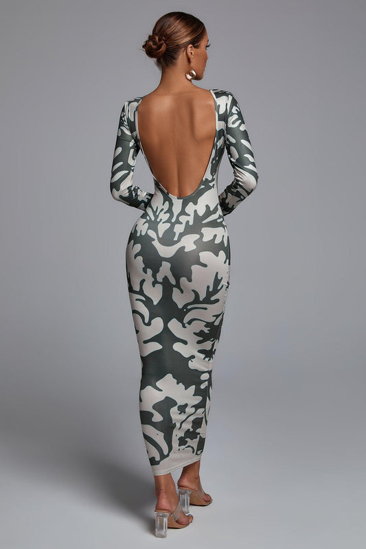 Malia Open-back Printed Maxi Dress
