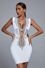Vlada Embellished Mini Cocktail Dress - White