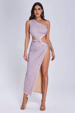Zaroe One Shoulder Cutout Midi Dress - Purple