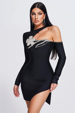 Claudia Diamonate Mini Bandage Dress - Black