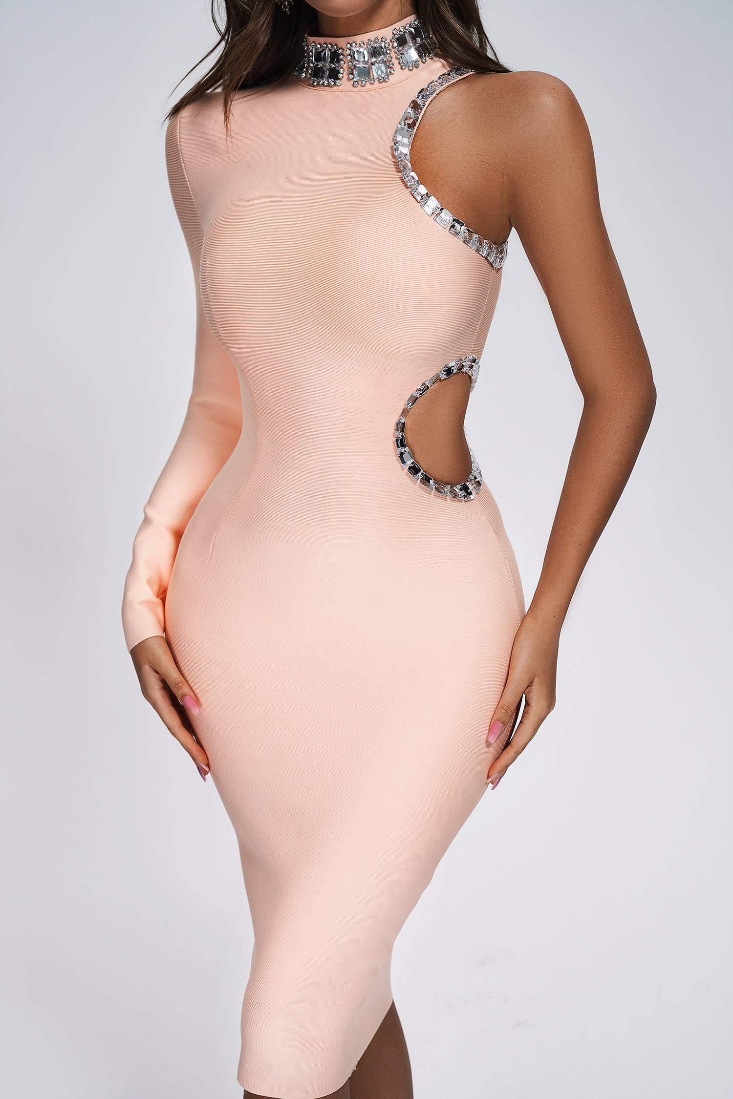 Conry One Shoulder Cutout Midi Bandage Dress