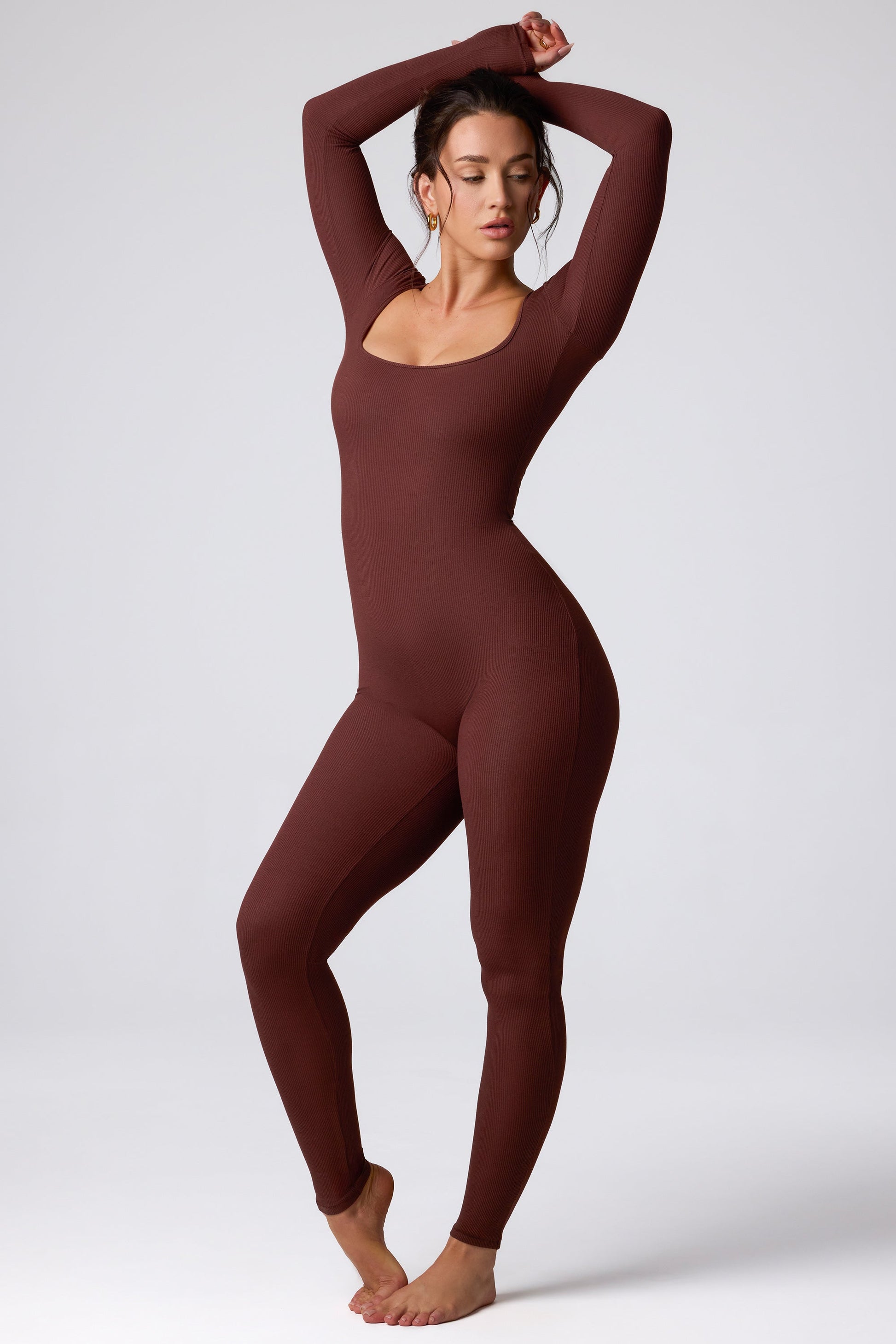 Ribbed Modal Long Sleeve Jumpsuit
