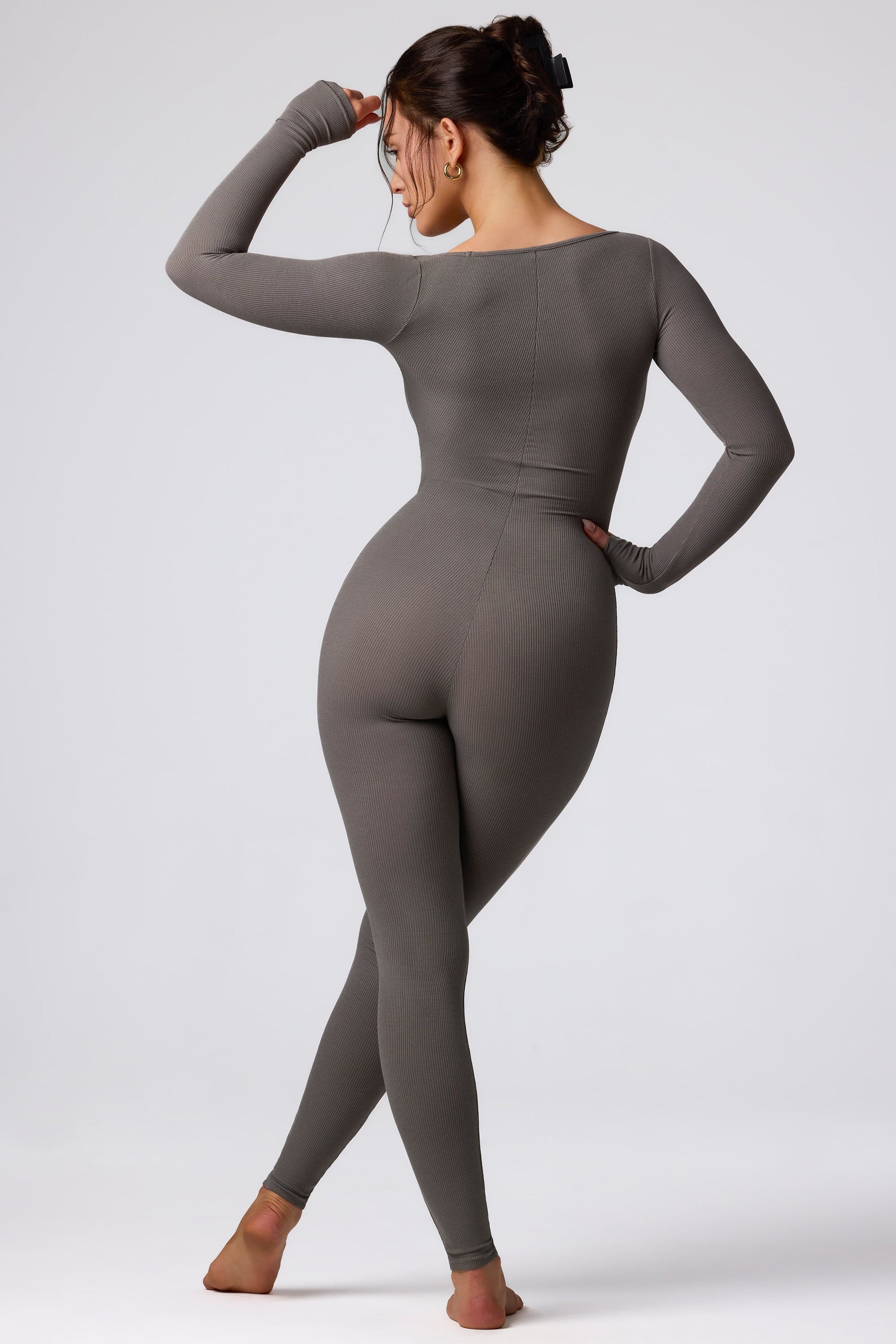 Ribbed Modal Long Sleeve Jumpsuit